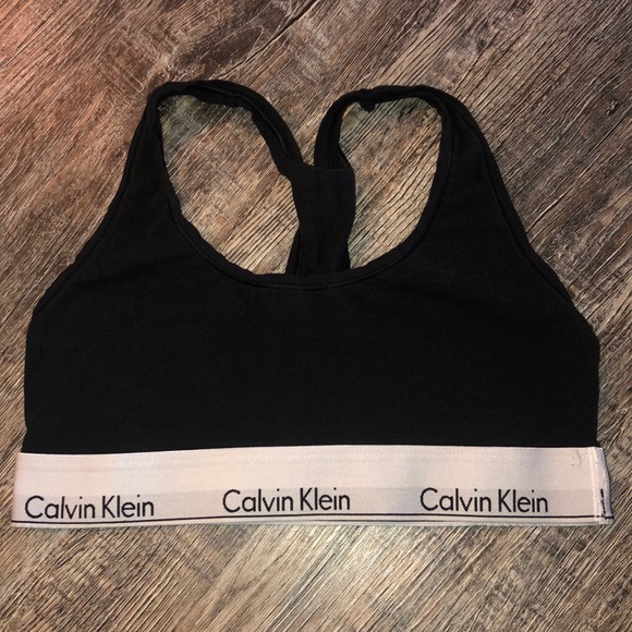black and white calvin klein sports bra